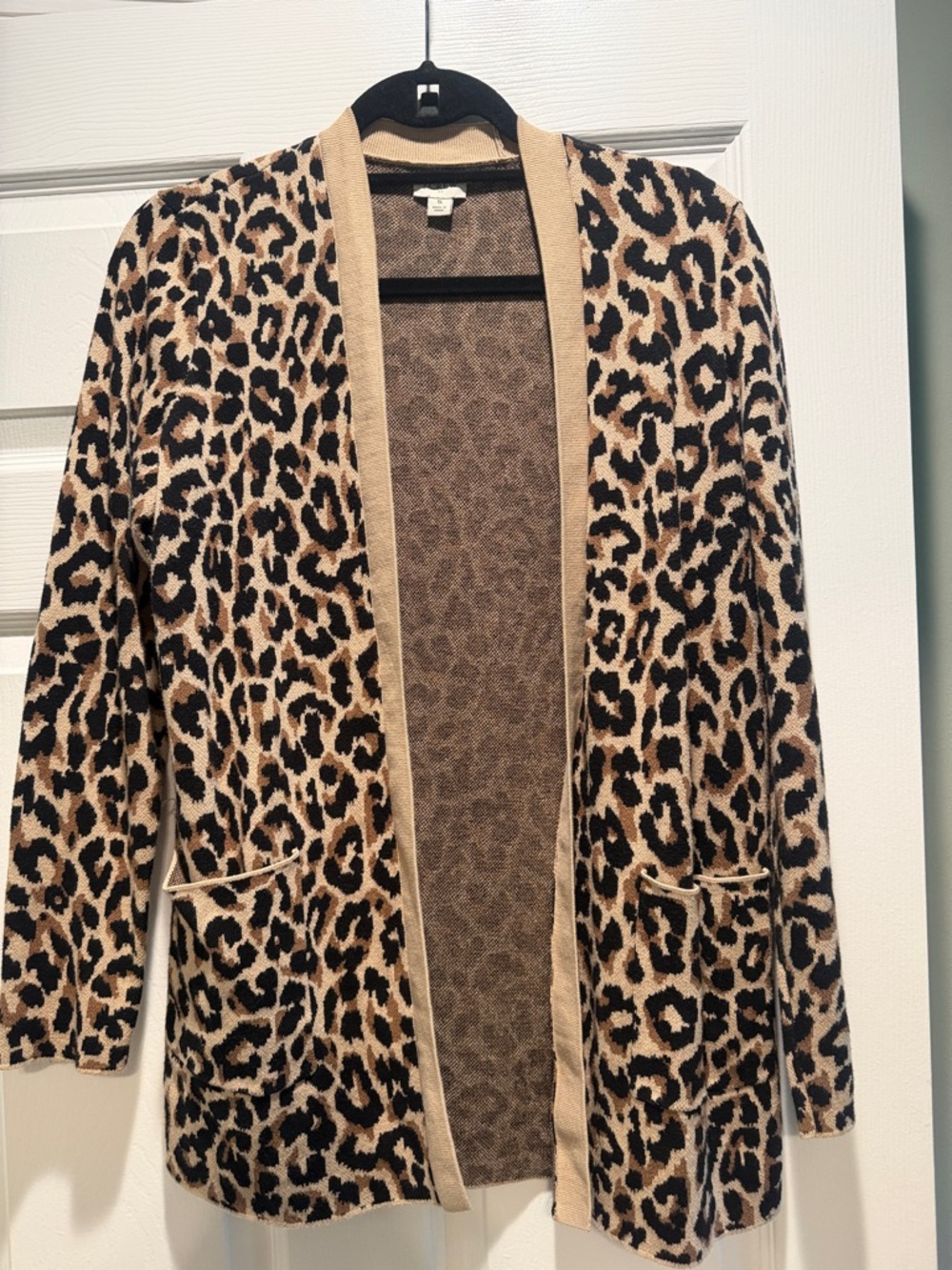 J.Crew Leopard Print Open-Front Women's Cardigan Sweater - Tan/Black